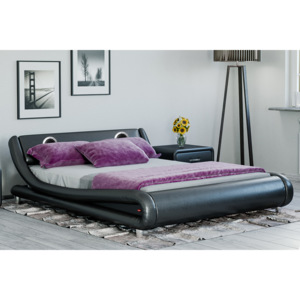 Łóżko z materacem tapicerowane 140x200 114s czarne