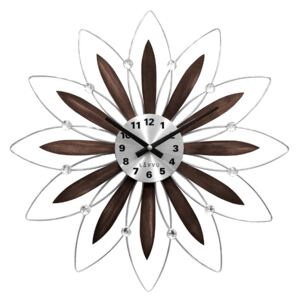 Drewniany srebrny zegar LAVVU CRYSTAL Flower z cyframi