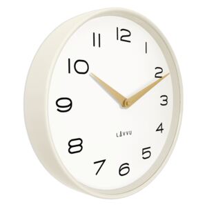 Biały zegar minimalistyczny metalowy LAVVU LIVING (złote wskazówki)