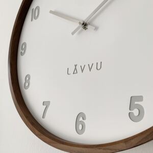 Ciemny drewniany biały zegar ścienny LAVVU FADE