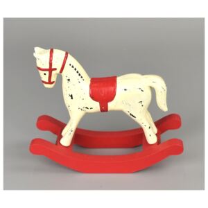 Dekoracja drewniana Koń na biegunach 13 x 11 cm, czerwony