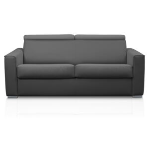 Rozkładana sofa 3-osobowa VIZIR II typu ekspres ze skóry ekologicznej – kolor antracytowy – miejsce do spania 140 cm – materac 18 cm