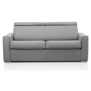 Rozkładana sofa 2-osobowa VIZIR II typu ekspres z tkaniny – kolor jasny szary – miejsce do spania 120 cm – materac 22 cm
