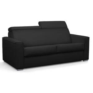 Rozkładana sofa 4-osobowa VIZIR II typu ekspres ze skóry ekologicznej – kolor czarny – miejsce do spania 160 cm – materac 22 cm