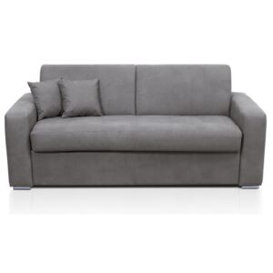 Rozkładana sofa 4-osobowa EMIR II typu ekspres z mikrofibry – kolor jasny szary – miejsce do spania 160 cm – materac 14 cm