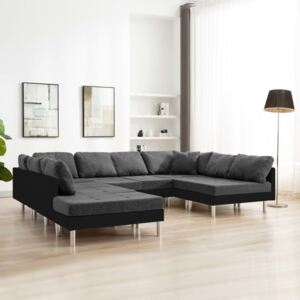 Sofa modułowa vidaXL, sztuczna skóra, czarna