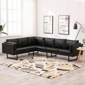 Sofa narożna vidaXL, tapicerowana sztuczną skórą, czarna