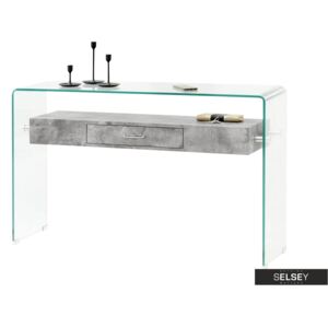 Biurko Opal beton ze szkła z szufladą