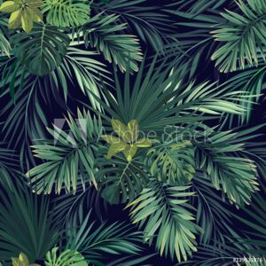 Fototapeta wzór retro z zieloną palmą