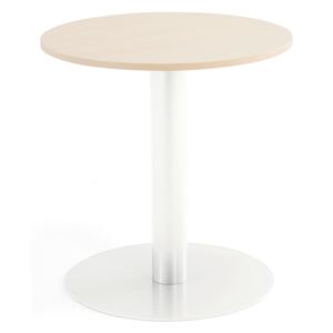 Stół okrągły, Ø700x720 mm, brzoza, biały