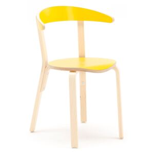 Drewniane krzesło do stołówki LINUS, 450 mm, brzoza, laminat żółty