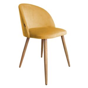 Krzesło CLAUDINE 2 VELVET żółte/dąb ☞ Kupuj w Sprawdzonych i wysoko Ocenianych sklepach