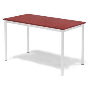Stół SONITUS, 1200x700x720 mm, linoleum czerwony, biały