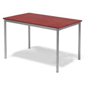 Stół Sonitus, 1200x800x720 mm, rama srebrna, dźwiękochłonne linoleum, czerw