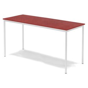 Stół SONITUS, 1800x800x900 mm, linoleum czerwony, biały