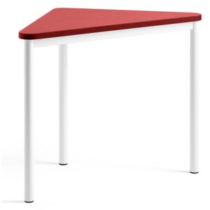 Stół SONITUS, trójkątny, 905x665x720 mm, linoleum czerwony, biały