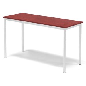 Stół SONITUS, 1400x600x800 mm, linoleum czerwony, biały