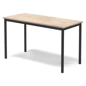 Stół Sonitus, 1200x600x720 mm, rama czarna, dźwiękochłonne linoleum, beżowy