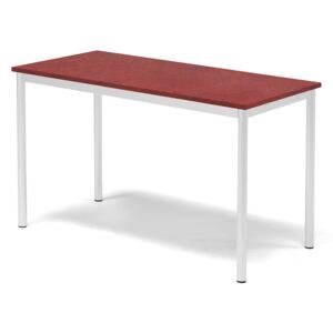 Stół SONITUS, 1200x600x720 mm, linoleum czerwony, biały