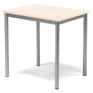 Stół Sonitus, 700x600x720 mm, rama srebrna, dźwiękochłonne linoleum, beżowy