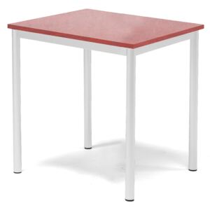 Stół SONITUS, 700x600x720 mm, linoleum czerwony, biały