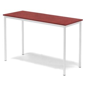 Stół SONITUS, 1400x600x900 mm, linoleum czerwony, biały