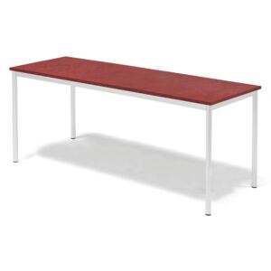 Stół SONITUS, 1800x700x720 mm, linoleum czerwony, biały