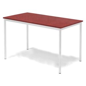 Stół SONITUS, 1400x800x800 mm, linoleum czerwony, biały