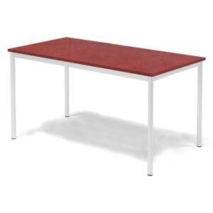 Stół SONITUS, 1400x800x720 mm, linoleum czerwony, biały