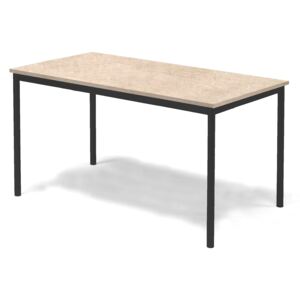 Stół Sonitus, 1400x800x720 mm, rama czarna, dźwiękochłonne linoleum, beżowy