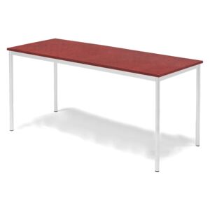 Stół SONITUS, 1800x800x800 mm, linoleum czerwony, biały