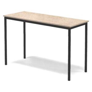 Stół Sonitus, 1400x600x900 mm, rama czarna, dźwiękochłonne linoleum, beżowy