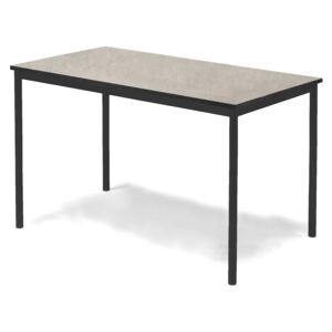 Stół Sonitus, 1400x800x800 mm, rama czarna, dźwiękochłonne linoleum, szary
