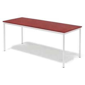 Stół SONITUS, 1800x800x720 mm, linoleum czerwony, biały
