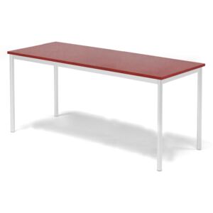 Stół SONITUS, 1600x700x720 mm, linoleum czerwony, biały