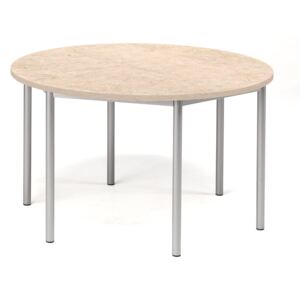 Stół PAX, Ø1200x720 mm, linoleum, beżowy