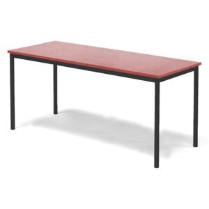 Stół SONITUS, 1600x700x720 mm, linoleum czerwony, czarny