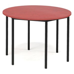 Stół Sonitus, Ø1200x900 mm, rama czarna, dźwiękochłonne linoleum, czerwony