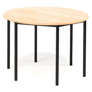 Stół Sonitus, Ø1200x900 mm, rama czarna, dźwiękochłonne linoleum, beżowy