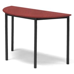 Stół SONITUS, półokrągły, 1200x600x800 mm, linoleum, czerwony