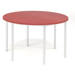 Stół Sonitus, Ø1200x720 mm, rama czarna, dźwiękochłonne linoleum, czerwony