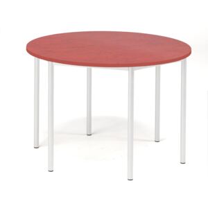 Stół SONITUS, okrągły, Ø1200x800 mm, linoleum czerwony, biały
