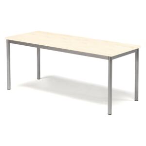 Stół Sonitus, 1400x600x600 mm, rama srebrna, dźwiękochłonny HPL, brzoza