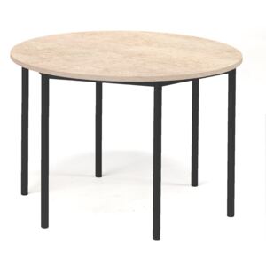 Stół SONITUS, okrągły, Ø1200x800 mm, linoleum, beżowy