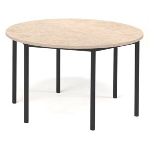 Stół Sonitus, Ø1200x720 mm, rama czarna, dźwiękochłonne linoleum, beżowy