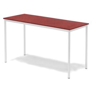 Stół SONITUS, 1600x700x900 mm, linoleum czerwony, biały