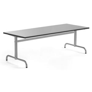 Stół PLURAL, 1800x700x600 mm, blat linoleum, szary, srebrny
