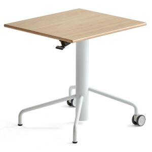 Stół ARISE, z regulacją wysokości, 600x700 mm, rama biały, laminat brzoza