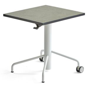 Stół ARISE, z regulacją wysokości, 600x700 mm, rama biały, linoleum szary