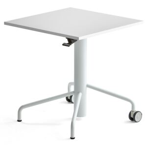 Stół ARISE, z regulacją wysokości, 650x650 mm, rama biały, laminat biały